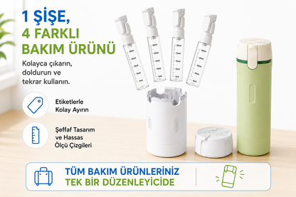 VELMORA™ 4'ü 1 Arada Seyahat Pompalı Şişe Seti