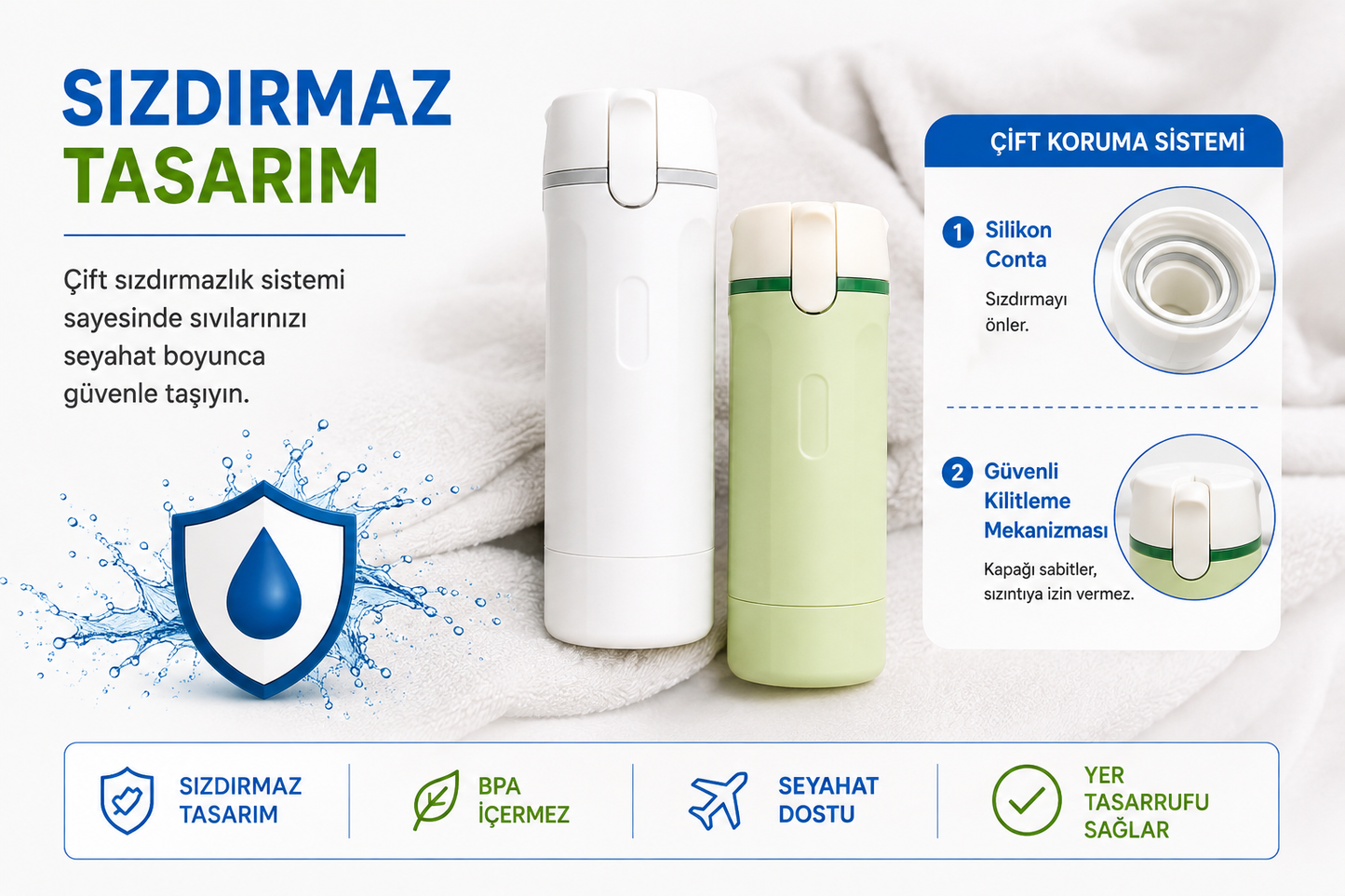 VELMORA™ 4'ü 1 Arada Seyahat Pompalı Şişe Seti