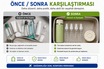 VELMORA™ 4'ü 1 Arada Seyahat Pompalı Şişe Seti